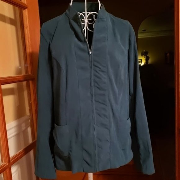 Elementz Suede Teal Green suede zip up jacket sz Large - Picture 1 of 2